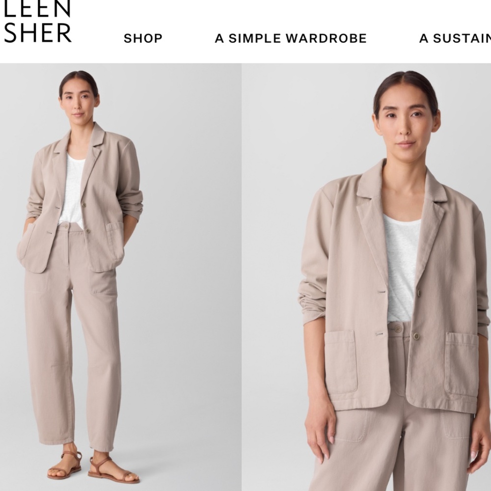 $218 NEW Eileen Fisher Organic Cotton Garment-Dyed Utility Blazer jacket XXS - Picture 2 of 10